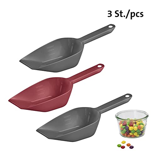 Westmark Back-/Abwiege-/Abfüllschaufel-Set, 3tlg., Füllvolumen: je ca. 55 ml, Kunststoff, Halvar, Anthrazit/Rot, 90892270