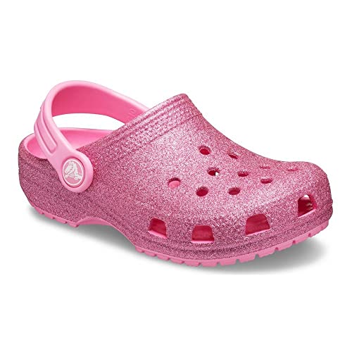 Image of Crocs Unisex-Child Classic Glitter Clogs | Sparkly Shoes for Kids, Pink Lemonade, 13 Little Kid