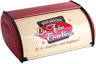 Sziqiqi Vintage Bread Box Storage Countertop Bread Bin 33cm/13in with Roll-top and Protective Trim for Keeping Bread Buns Cookies Muffins Baked Good Fresh and Flavorful, Red