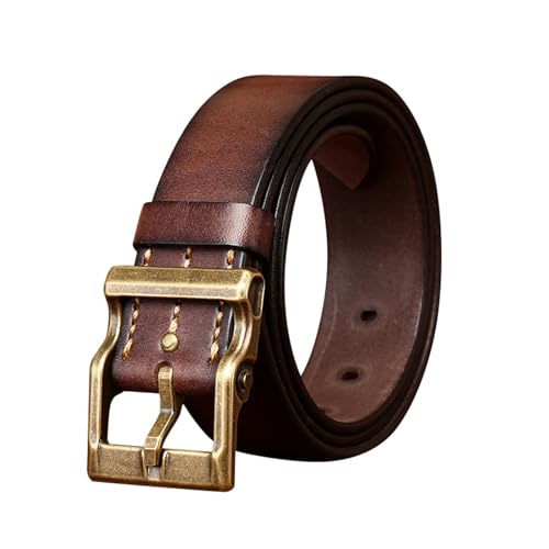 Ceinture en cuir de vache homme 4 mm fait main boucle laiton vintage