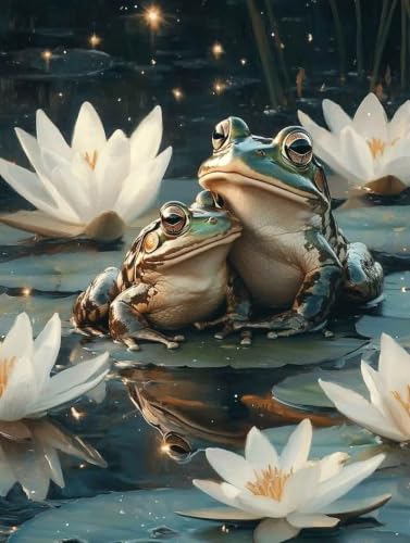 Cadeau loisirs créatifs adultes avec cette broderie diamant grenouille