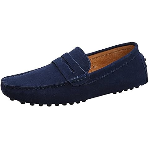 Jamron Mocassins Daim Bleu Marine Cover