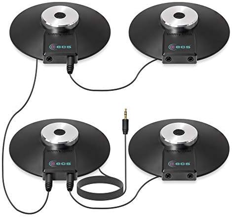 ECS WordForum 3.5mm TRS 360° Omnidirectional Stereo Conference Microphone for PC - with Daisy Chain Option, Condenser Mic for Teleconferencing - 4 Pack