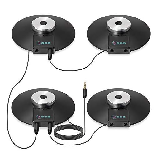 WordForum 3.5mm 360° Stereo Conference Microphone - Omnidirectional Digital Recording for Meetings, Teleconferencing, Video Conferencing - Daisy Chain Option (4 Pack)