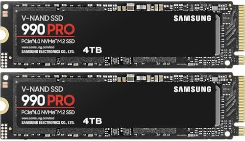 Samsung MZ-V9P4T0B/AM 990 PRO PCIe 4.0 NVMe M.2 SSD 4TB 2 Pack