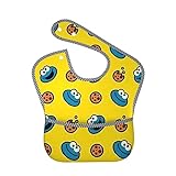 [EZIIS] よだれかけ 食事用エプロン クッキーモンスター よだれカバー ベビーよだれかけ 口拭き 子供食事用スタイ スーパービブ ソフトスタイ 赤ちゃん 離乳食エプロン 袖なし ポケット付き U型 男の子 女の子 防水 軽量 保育園用