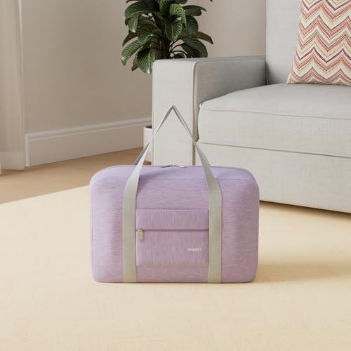 For Spirit Airlines Foldable Travel Duffel Bag Tote Carry on Luggage Sport Duffle Weekender Overnight for Women and Men (1112-Thick Series Light Purple)
