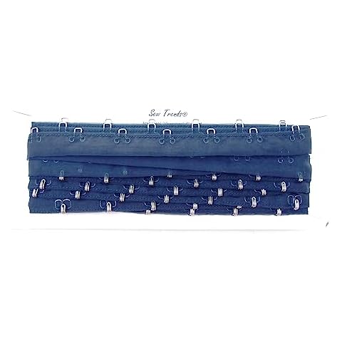 SEW TRENDS 2 Yards Pair of Hook and Eye Tape Sheer Organza Mesh Fabric 1" INCHES SPACING Silver Metal Edging Cordage Trim Corset Lingerie Sewing-NAVY-2y Cover