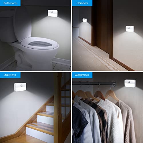 Image of AMIR 4 Pack Mini Motion Sensor Stair Light for Indoor, Battery-Powered LED Night Light, 40 Lumen 6500K, Cordless Closet Lights, Safe Lights for Stairs, Hallway, Bathroom, Kitchen, Cabinet