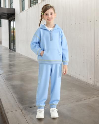 Toddler Kids Girls Clothes Fashion Half Zip Hoodies Solid Sweatpants Sweatsuit Jogger Set 2 Piece Girls Outfits2