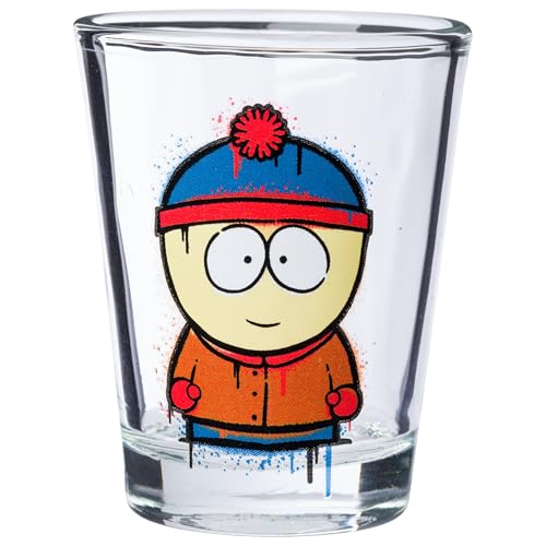 Image of Silver Buffalo South Park Featuring Eric Cartman, Stan, Kyle, and Kenny 4 Pack Mini Glass Set, 1.5 Ounces