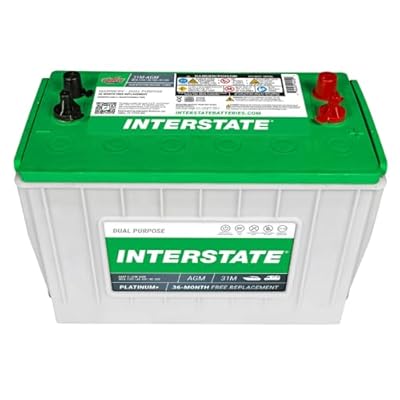 Interstate Batteries Marine/RV Battery 12V 100Ah 925CCA (31M-AGM) Dual Purpose Power Pure Lead AGM RV & Marine Starting Replacement Battery (Group Size 31M) Boats, RV's