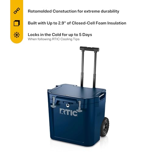 RTIC 45 QT Wheeled Ultra-Tough Cooler Hard Insulated Portable Ice Chest Box for Beach, Drink, Beverage, Camping, Picnic, Fishing, Boat, Barbecue,... - Image 3