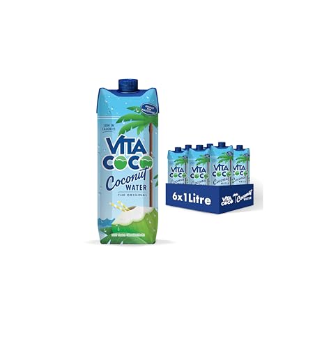 Vita Coco - Agua De Coco Pura (1L x 6) - Hidratante Natural - Repleto de Electrolitos - Sin Gluten - Lleno de Vitamina C y Potasio
