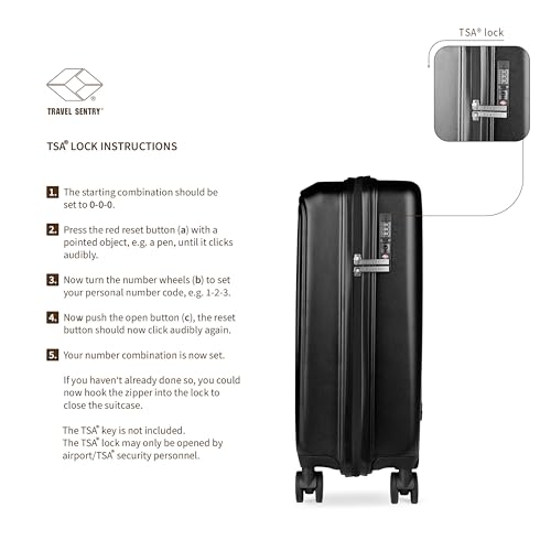 Valise Rigide S bugatti Linea noire en polycarbonate léger à 4 roulettes