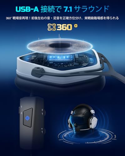 NUBWO HG03 ゲーミングヘッドセット 7.1ch サラウンド FPS向け USBヘッドセット ノイズキャンセリング 単一指向性マイク付き ヘッドホン PC PS4 PS5 Xbox Switch 対応