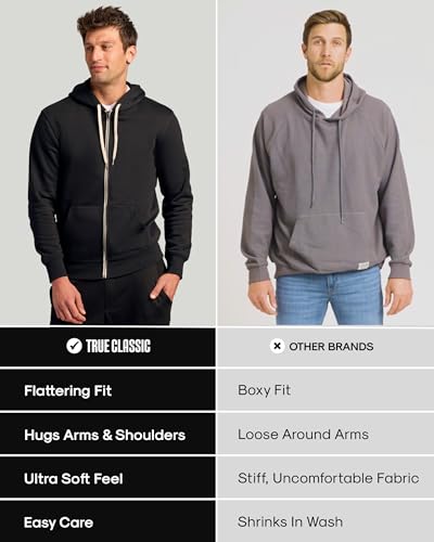True Classic Novelty Hoodies for Men, Zip Up Hoodie, Dark Heather Gray 2XL - image 6
