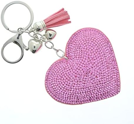 Heart Keyring/Bag Charm Diamante Bling Glitter Crystal Key Buckle for Women Girl