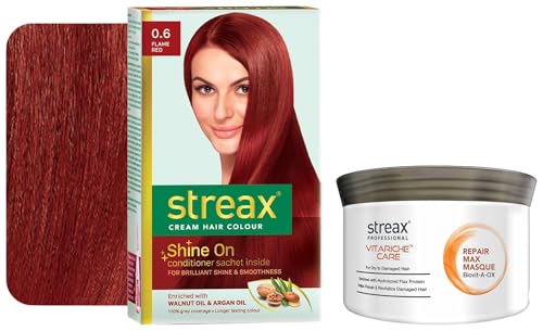 Streax Permanent Hair Colour, 100% Grey coverage Vitariche Care Smooth and Shine Hair Mask For Women