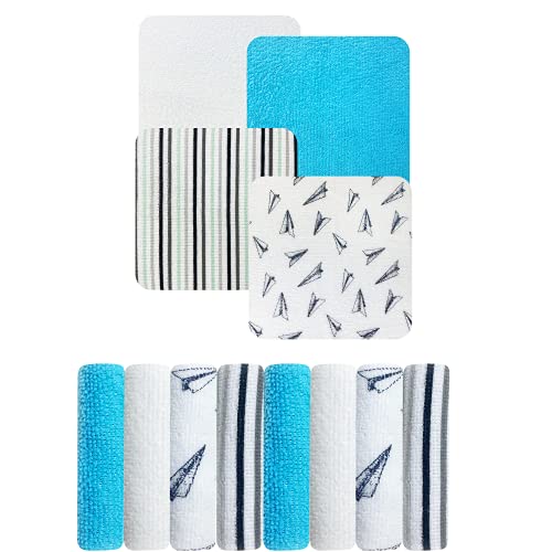 Image of MODERN BABY Washcloths Set for Baby Boys 8 Pack Soft Reusable Wash Clothes Face Towels for Newborns Babies & Toddlers, Paper Planes