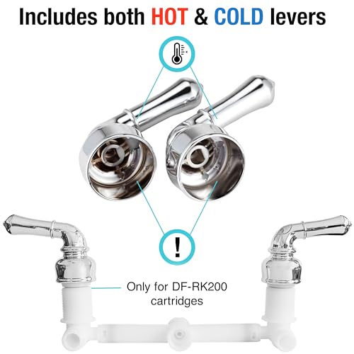 image for Dura Faucet DF-RKC-CP RV Replacement Hot and Cold Classic Handles - Pl