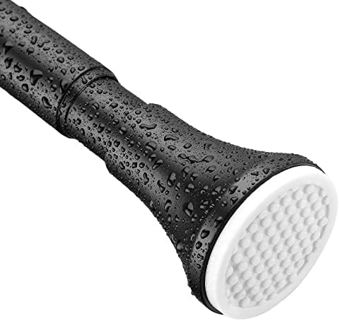 ZipGlo Black Shower Curtain Rod 54-90inch Spring Tension Rod No Drilling Shower Curtain Rod Tension Polished Stainless Steel Shower Curtain Rod for Shower Windows Doorway1