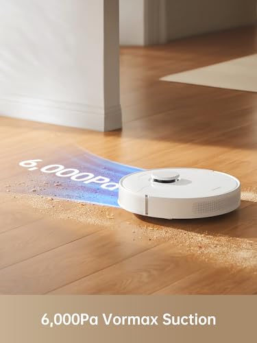 DREAME D10 Plus Gen 2 Robot Vacuum and Mop, Self-Emptying with 90-Day Dust Storage, 6,000Pa Suction for Carpets & Pet Hair, LiDAR Smart Navigation, 285-Min Runtime, Multi-Floor Mapping, White