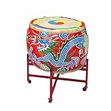 KAFELE Chinese Red Drum/Dragon Drum Adult War Drum Awe-Inspiring Gong Drum Temple Drum Performance Drum, C, 45CM
