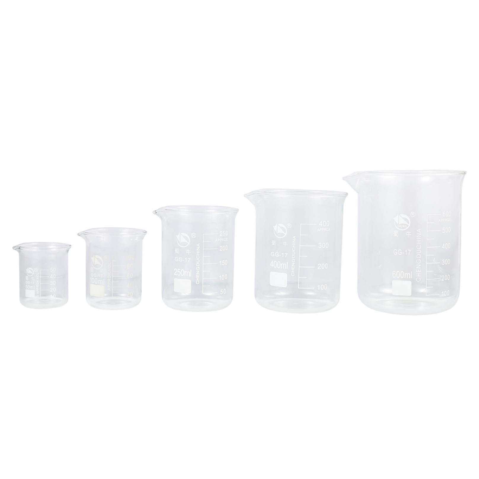 5 Misurini in Borosilicato Scala Di Misurazione Contenitori Per Liquidi Trasparenti Per Esperimenti E Misurazioni Accurate