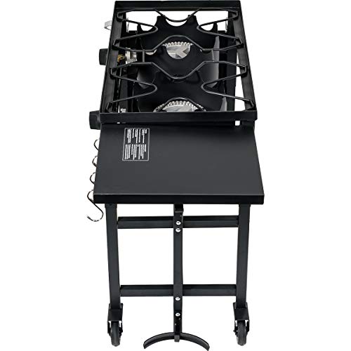 Barton Outdoor Camping Propane Double Burner Stove 2 Folding Cook Cooking Station Stand Picnic Bbq Grill 58,000 Btu, Black #TOP2