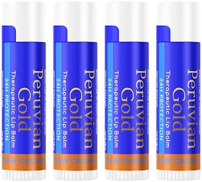 Lip Balm - Raw Cacao - Therapeutic Lip Care 24 hour protection - Organic, Fair Trade, Raw - Unprocessed Peruvian cacao #1 ingredient