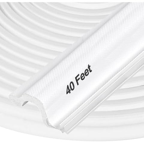 Kerf Door Weather Stripping 40 Ft V-Shaped Door Seal Strip for Large Gap Door Frame Front Door Extra Thick Sealers Replacement Exterior Entry Door Jamb Gasket Easy Installation Cut to Size - White Cover