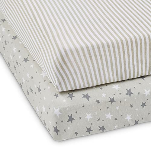 Ickle Bubba Cot Bed Fitted Sheets 2 Pack (Cosmic Aura) – 100% Soft Cotton Jersey, Fits 140x70cm Baby Cot Bed Mattress