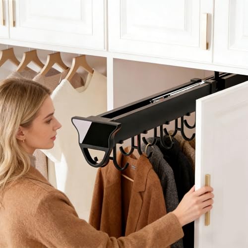 Perchero extensible de aluminio con riel deslizante suave para vestidor 3