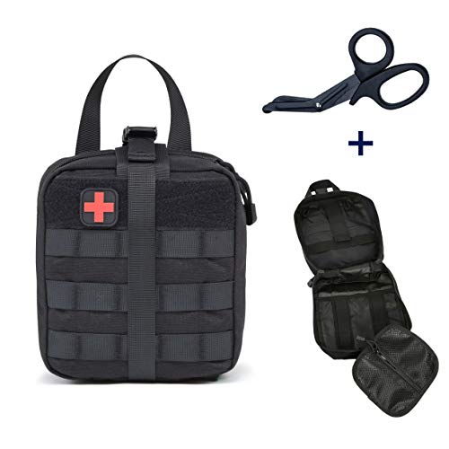 Kit Borsa di Pronto Soccorso EMT Tattico Molle per Viaggio Campeggio Ciclismo Auto Moto Casa +Acciaio Inossidabile Forbici
