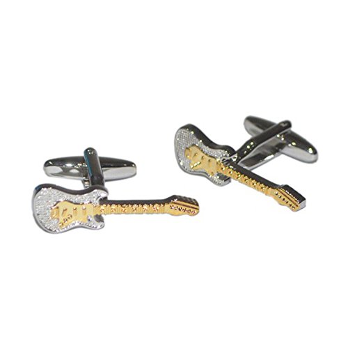 Mancuernillas para hombre diseño guitarra eléctrica dos tonos miniatura 1