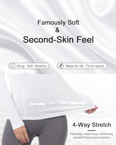 Pacote com 4 camisetas de treino para mulheres, camisetas de compressão, atléticas, manga comprida,