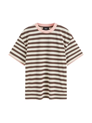 Image of CIDER Women Striped Tops Oversized Loose Crew Neck T-Shirts Short Sleeve Casual Summer Tee Shirts