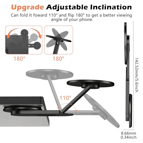 ALAFLY Magnetic Phone Holder for Laptop, 360° Adjustable MacBook Monitor Side Mount for iPhone 17 Pro Max/16/15/14/13/12 MagSafe for Tesla, Portable Foldable Cell Phone Holder Accessory, Black - image 5