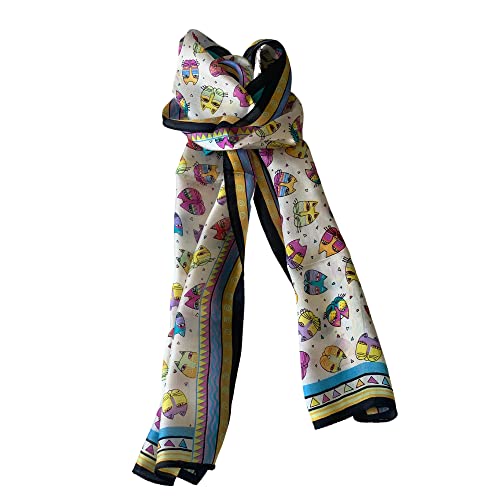 Silk Scarves Women's%100 Mulberry Silk Scarves Pure Silk Long Cat Printed Scarf Head Scarf Headbands Scarves Art Print