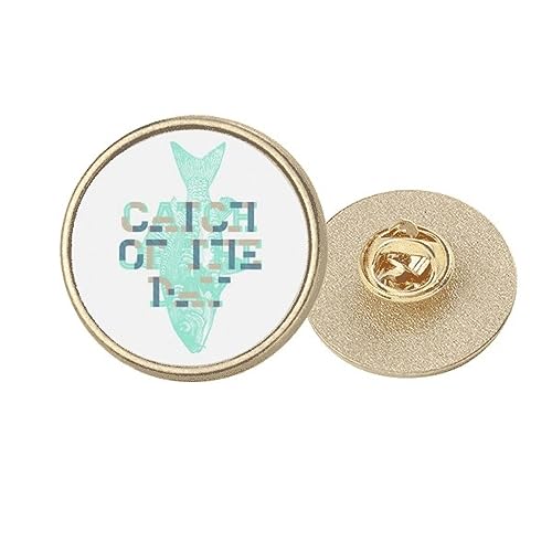 Broche poisson bleu ronde dorée Catch : l'excellence de la finition Art déco