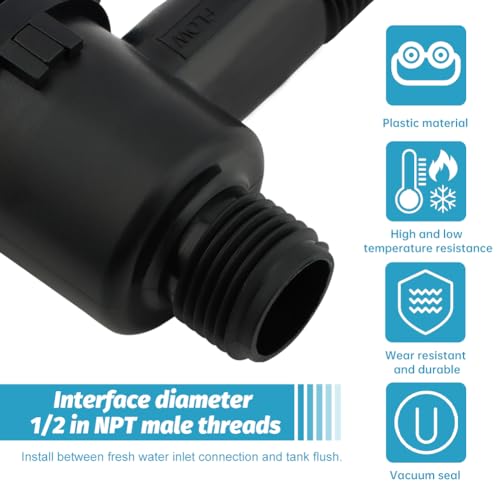 Image of 571-Vac-Chk RV Black Tank Valve, Plastic, 1 /2 inch NPT, Check Valve, RV Sewer Fittings, Black