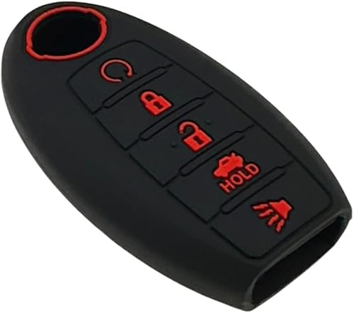 Miniatura 4 de Funda de goma de silicona para llavero compatible con Nissan Altima SR Armada SL Maxima Murano Pathfinder Rogue Titan Versa Sentra (5 botones) Negro