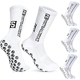 DabbOo 4 Paia Grip Socks Calze Calcio Calze Grip Calcio Stile Neutro Unisex Anti-attrito e Antiscivolo Adatti per Corsa, Arrampicata, Basket, Arrampicata su Roccia, Ciclismo (Bianchi)