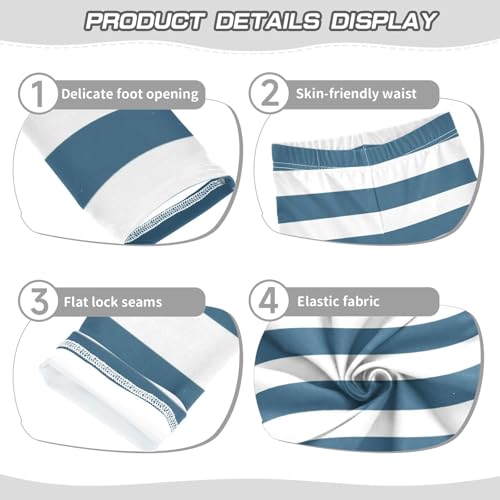 DOMIKING Caribbean Blue Stripe Girl's Leggings Pants Kids' Yoga Pants Stretchy Athletic Leggings Bottoms 4 Years3