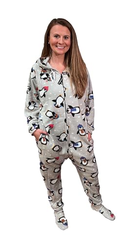 Image of Forever Lazy Footed Adult Onesies, One-Piece Pajama Jumpsuits for Men and Women, Unisex. with Detachable Feet.