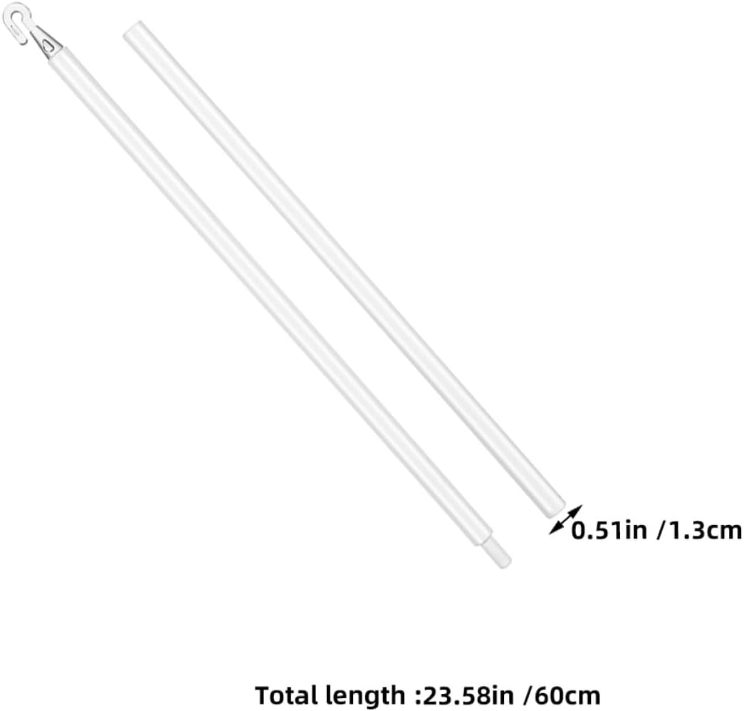 Toyvian 4 Sets 24-inch Vertical Blind Wand Replacement with Hook, Spliceable Plastic Blind Opener Rods for Window Shades, Sturdy Curtain Tilt Stick Accessories