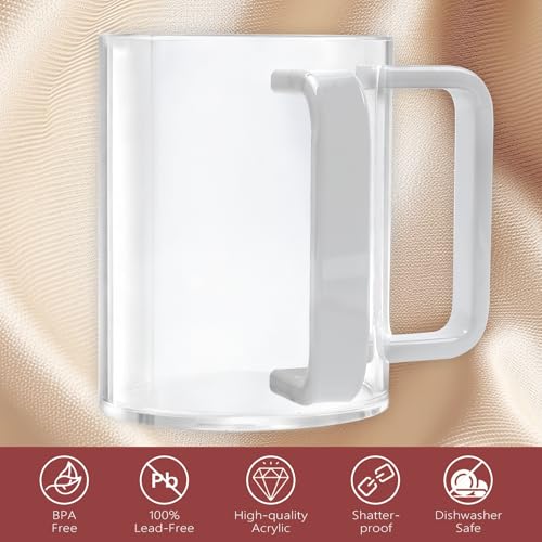 Tasse Netilat Yadayim en acrylique transparent avec doubles poignées blanches | Lot de 2 - 6