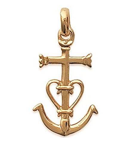 Pendentif Plaqué Or Croix de Camargues - Bijoux Femme Ancre Marine