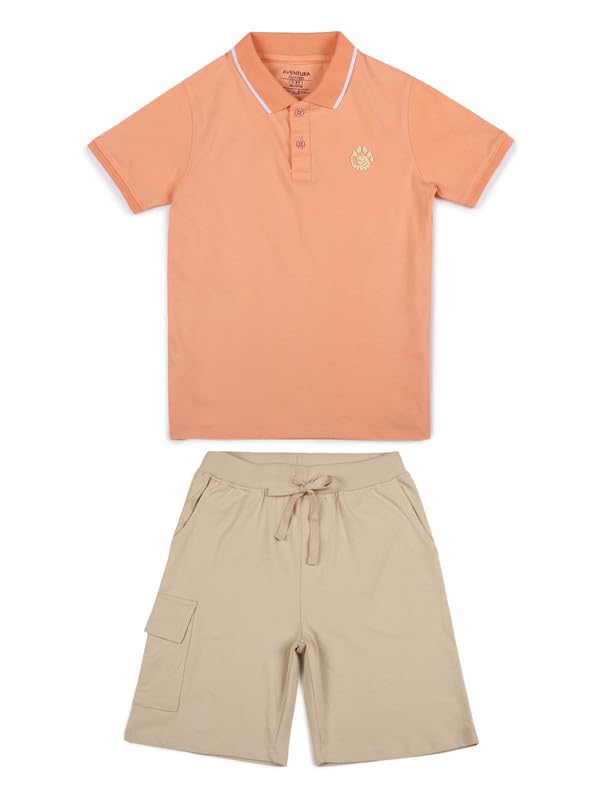 Image of Aventura Boys' Polo T-Shirt & Shorts Set 100% Cotton Bio-Washed Fabric Age 5-12 Years